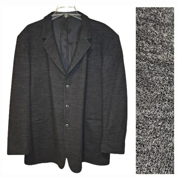J. Ferrar Men's 100% Pure Wool Charcoal 3-Button Overcoat Blazer Size 46R - Picture 1 of 16